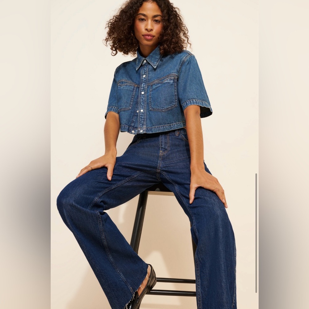 Re/Done Oversized crop button down - size L - Picture 4 of 6